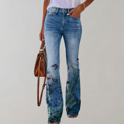 Elnor™ | Jeans med Vide Ben og Blomstermønster
