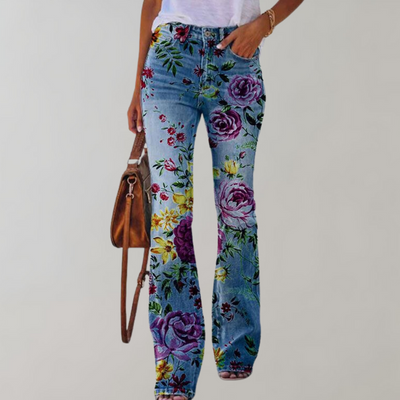 Elnor™ | Jeans med Vide Ben og Blomstermønster