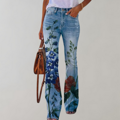 Elnor™ | Jeans med Vide Ben og Blomstermønster