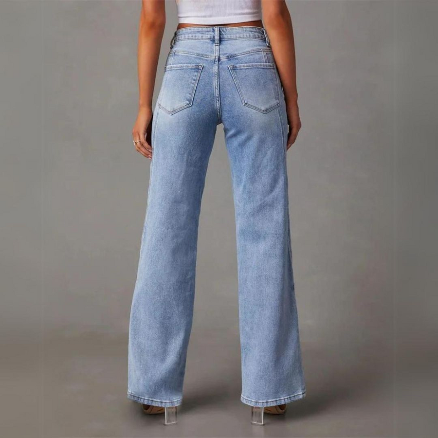 Elnor™ | Stilfulde Højtaljede Wide-Leg Jeans