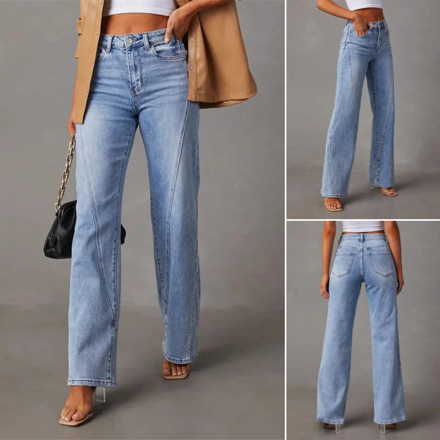 Elnor™ | Stilfulde Højtaljede Wide-Leg Jeans