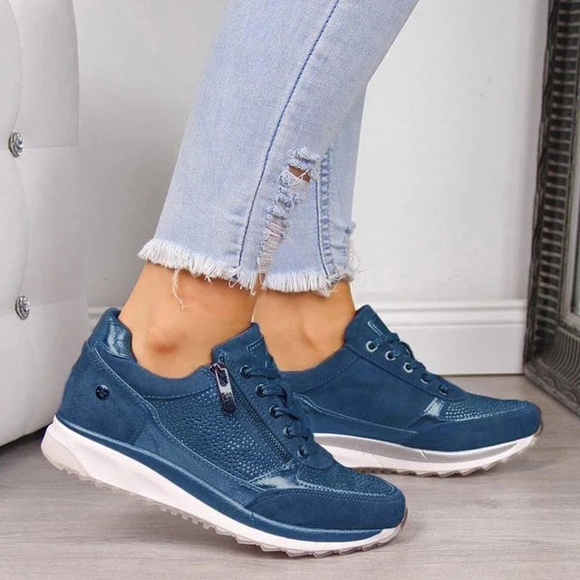 Elnor™ | Smarte Metalliske Sneakers Med Lynlås