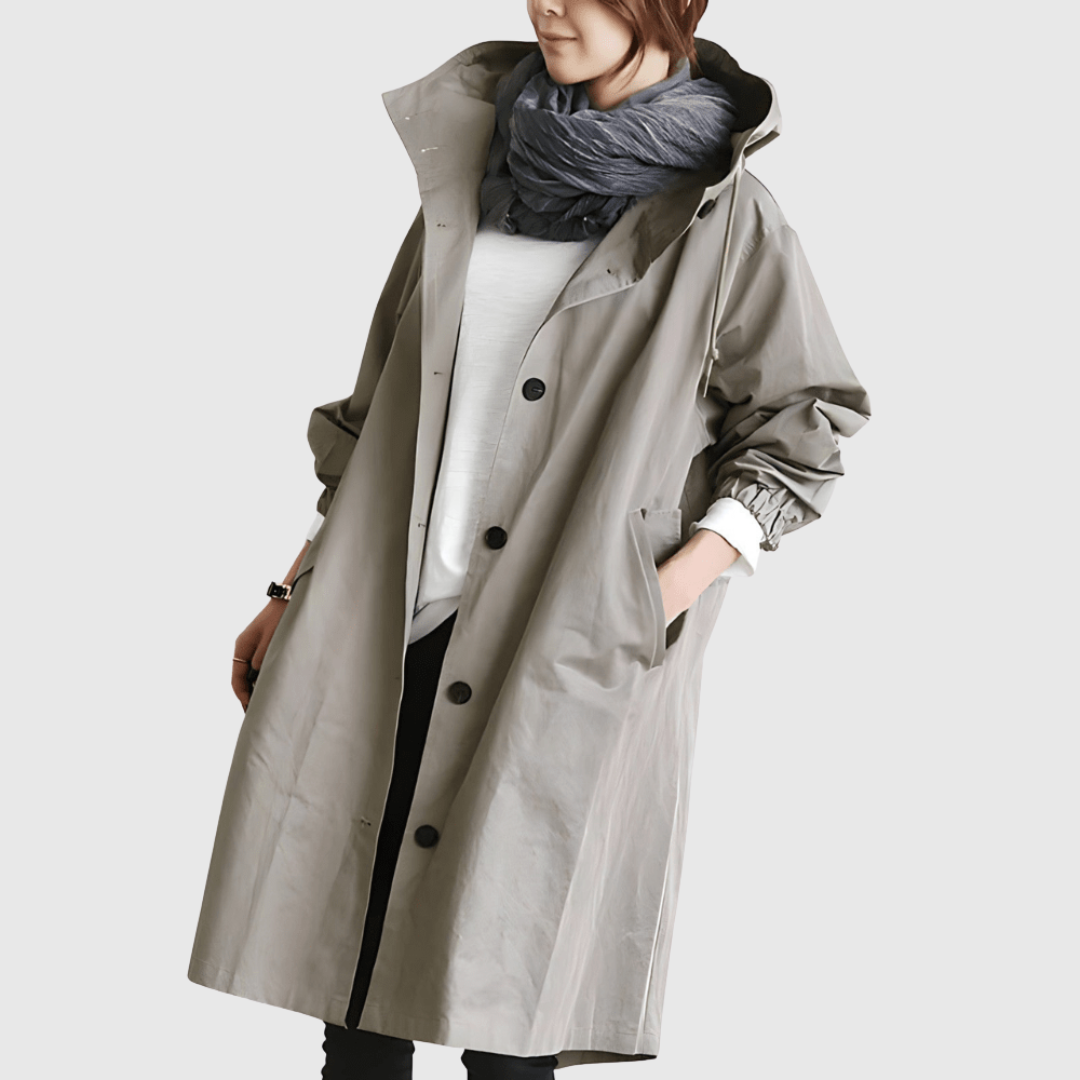 Elnor™ | Oversized Hættet Frakke med Knapper