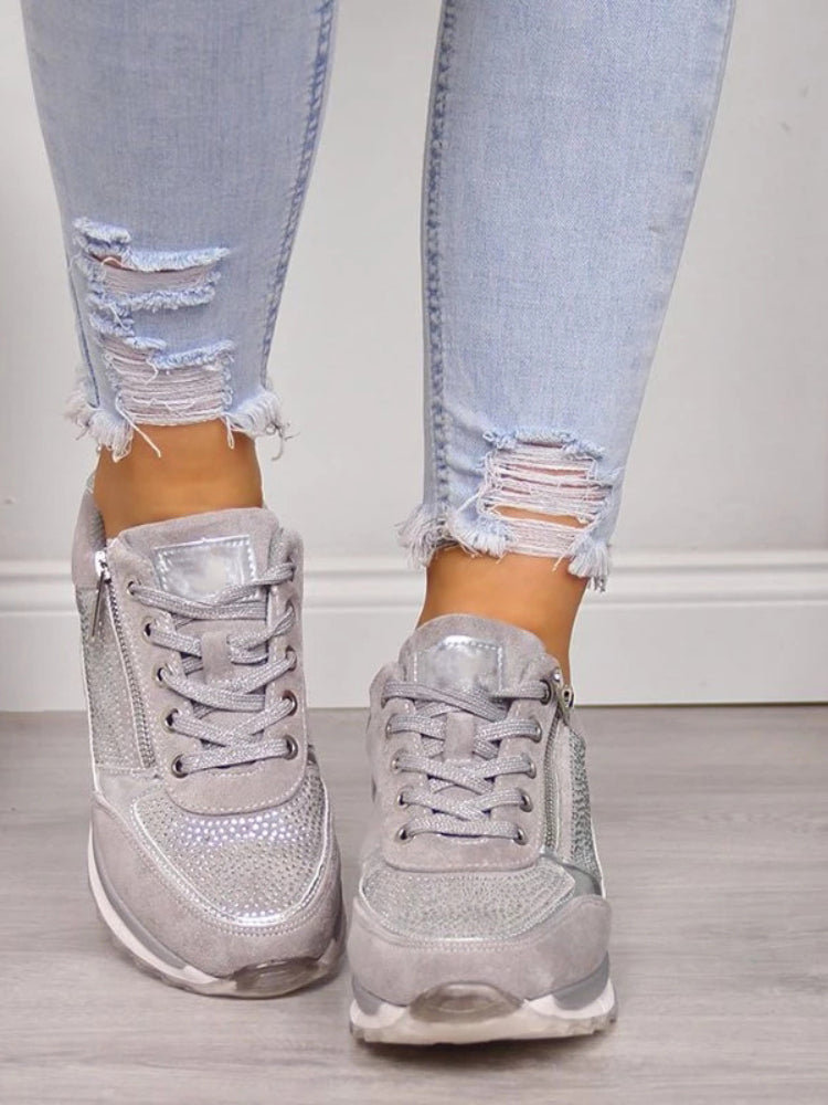 Elnor™ | Smarte Metalliske Sneakers Med Lynlås