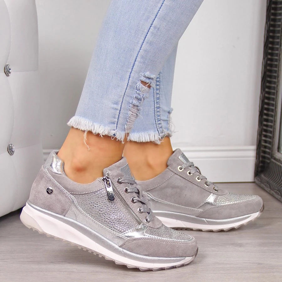 Elnor™ | Smarte Metalliske Sneakers Med Lynlås