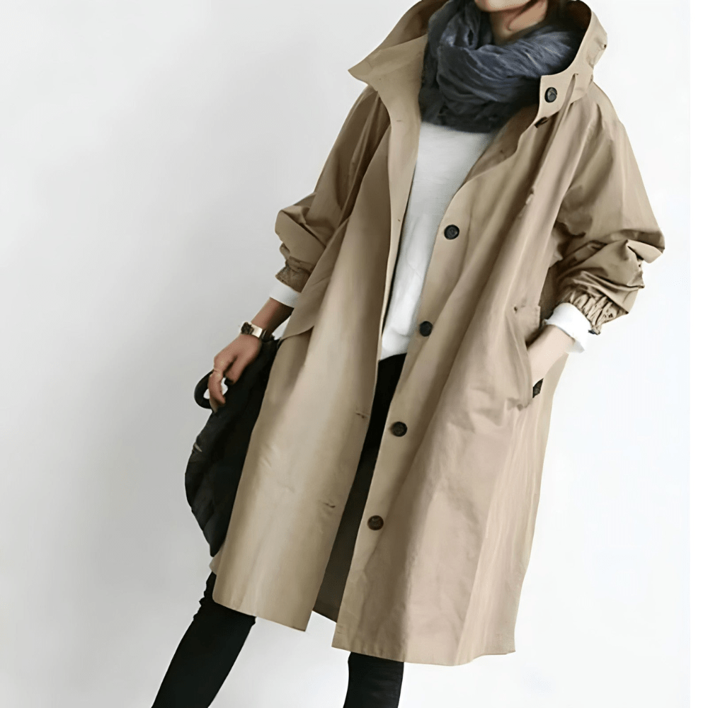 Elnor™ | Oversized Hættet Frakke med Knapper