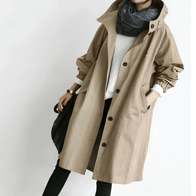 Elnor™ | Oversized Hættet Frakke med Knapper