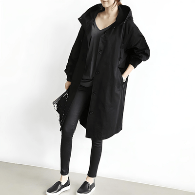 Elnor™ | Oversized Hættet Frakke med Knapper