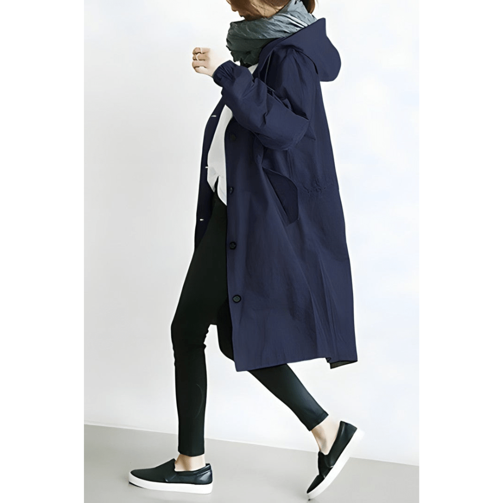 Elnor™ | Oversized Hættet Frakke med Knapper
