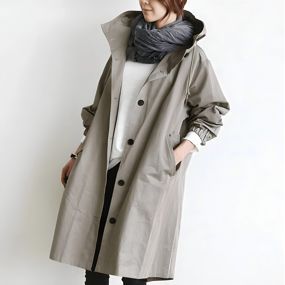 Elnor™ | Oversized Hættet Frakke med Knapper